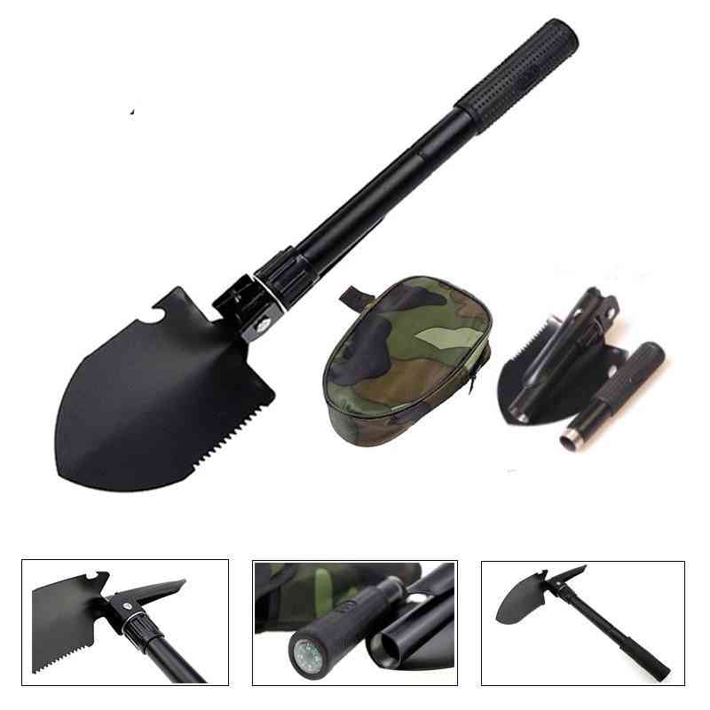 Stainless Steel- Portable Folding Shovel, Survival Spade Trowel, Outdoor Cleaning Tool