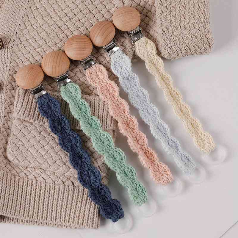 Wooden Cotton, Crochet Soother, Chew Dummy Pacifier, Clips Chain