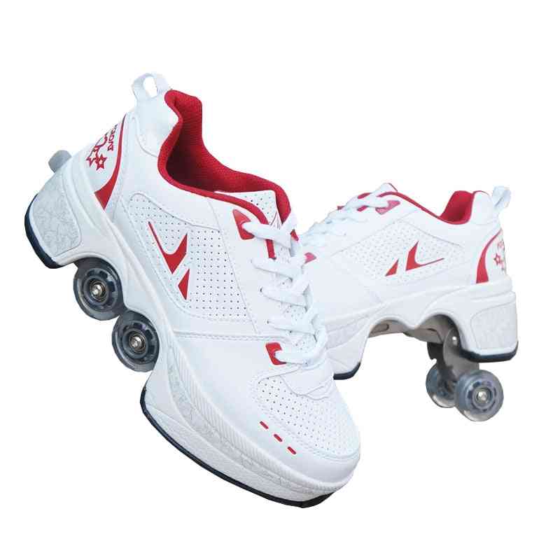 Four Wheels, Rounds Running Roller Skates Shoes