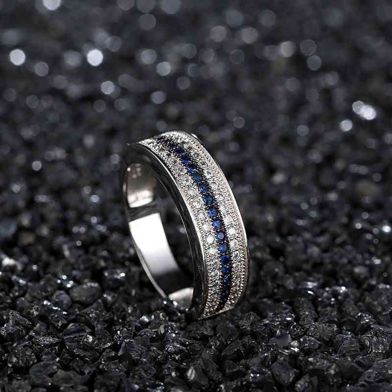Silver Ring With Round Sapphire Zircon, Gemstone