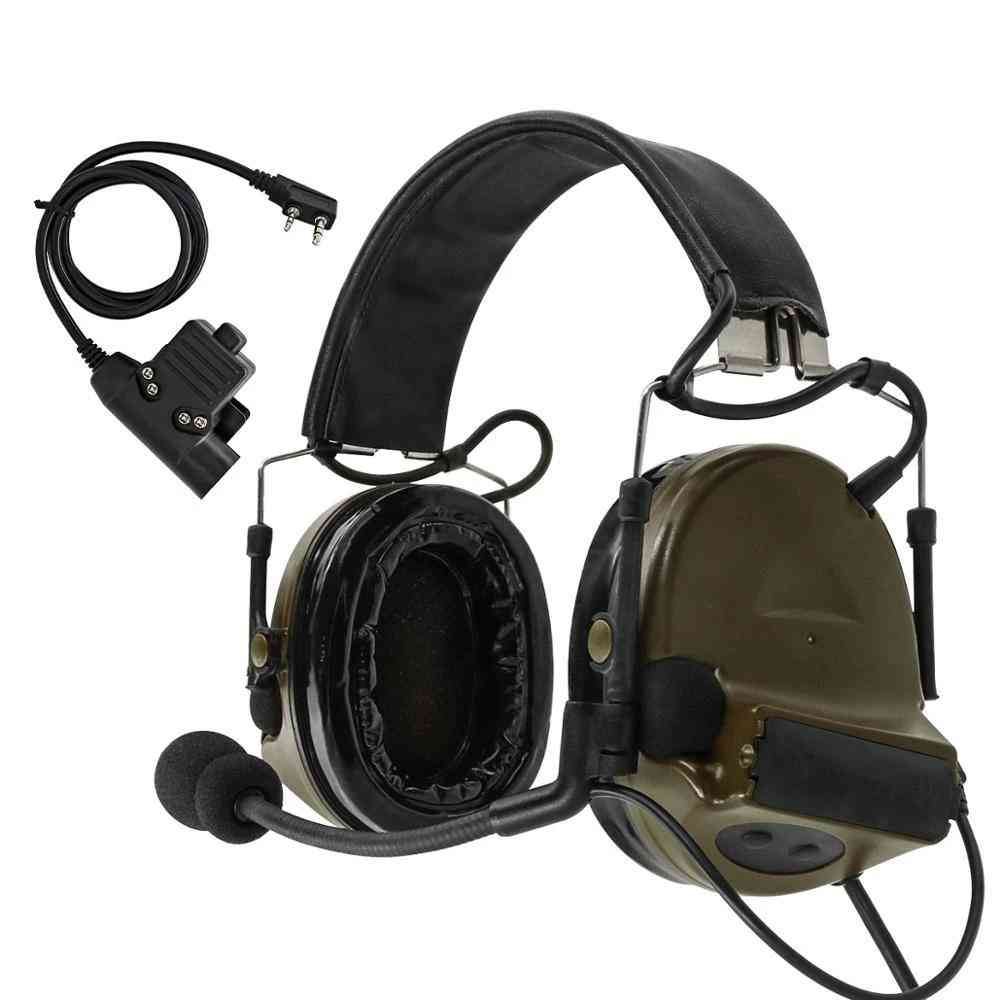 Orejeras tácticas militares auriculares de captación de audición fg + ptt u94 enchufe kenwood