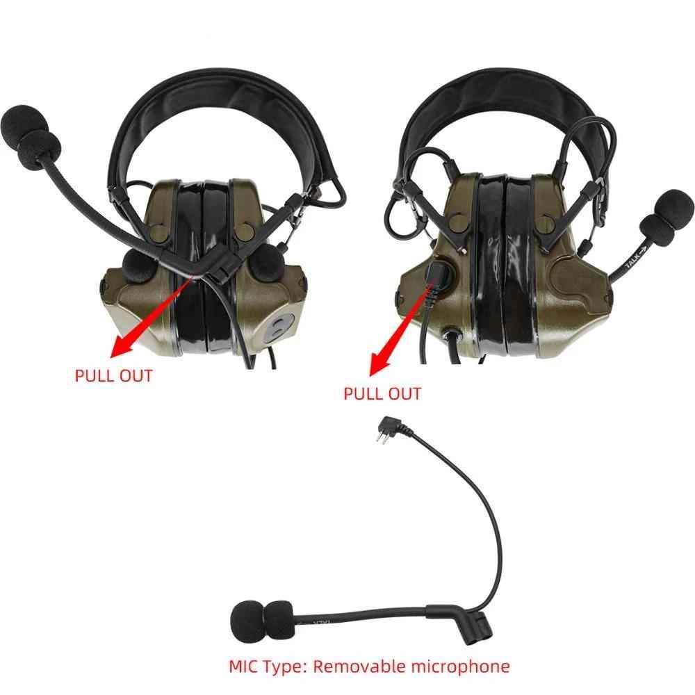 Military Tactical Earmuffs Hearing Pickup Headset Fg + Ptt U94 Kenwood Plug