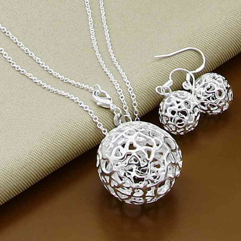 Silver Jewelry Sets, Simple Necklace Earrings Set For Woman