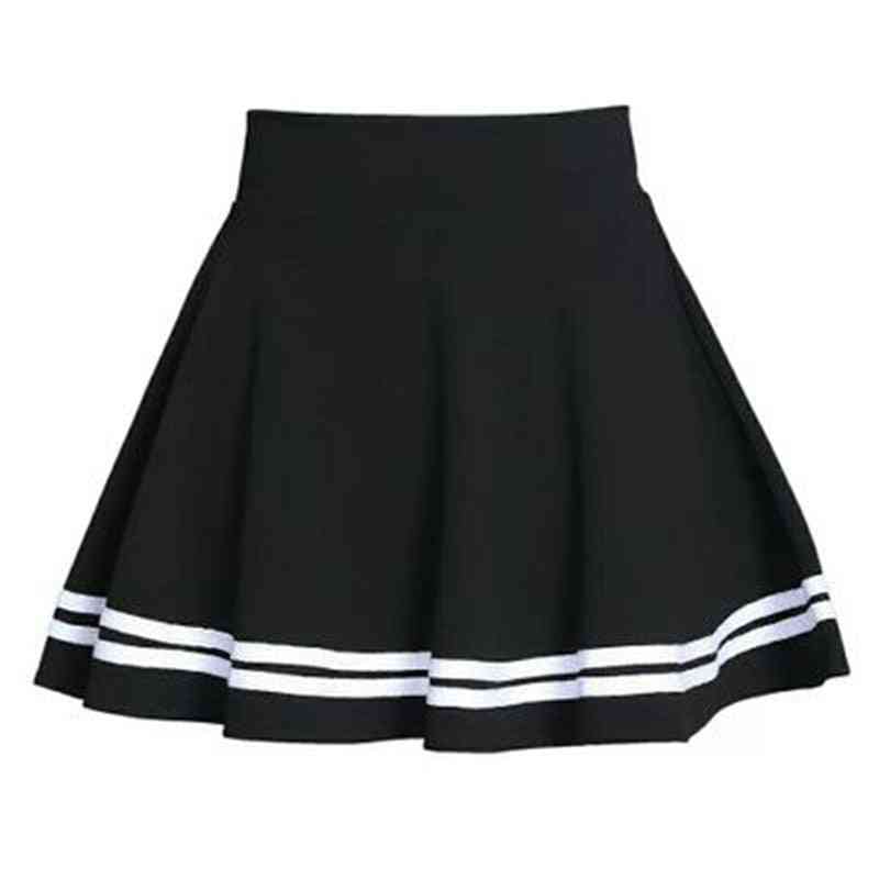 Elastické dámské midi sukně, skládané pruhované dívčí mini krátké