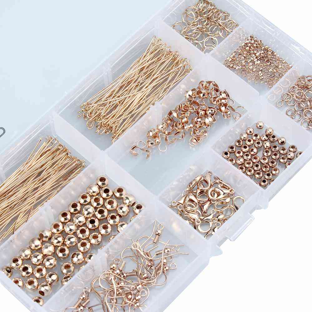 Diy Jewelry Findings Accessories Kit Box Set, Ear Hook, Crimp End Cap Jump, Rings Lobster Clasp Pins Tools Making
