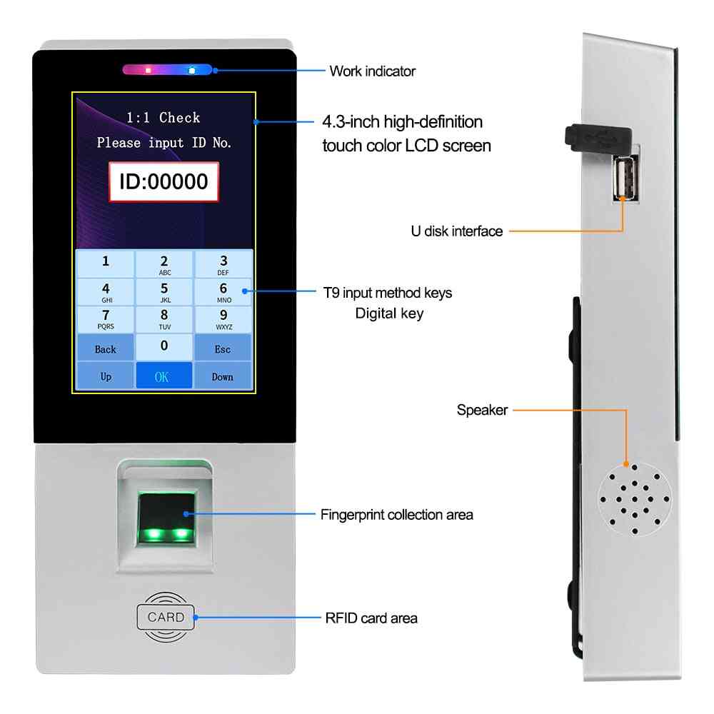 Clavier de contrôle d'accès tactile rfid, biométrique d'empreintes digitales, machine de pointage par mot de passe