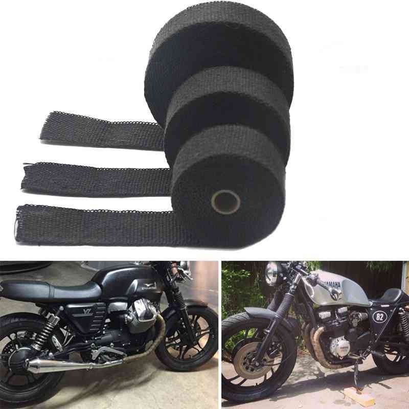 Motorcycle- Thermal Exhaust, Pipe Header, Heat Resistant, Wrap Tape With Steel Ties