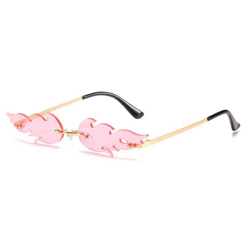 Feuerflamme & randlose Welle Sonnenbrille, Metallschirme für Vintage Brillen uv400 & Fahrradbrille