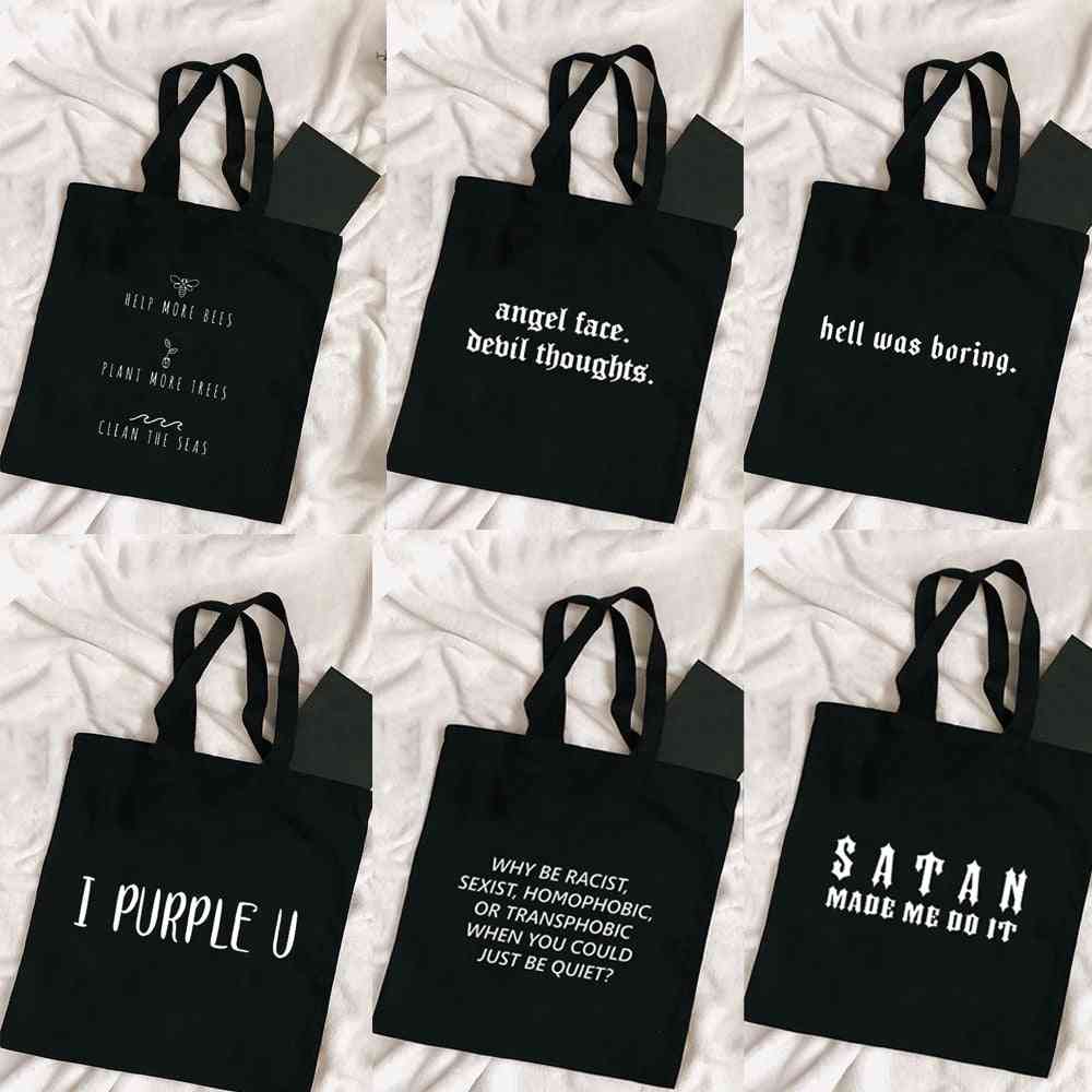 Tumblr Graphic, Shopping Handbags, Cloth Canvas, Tote Shoulder Bags