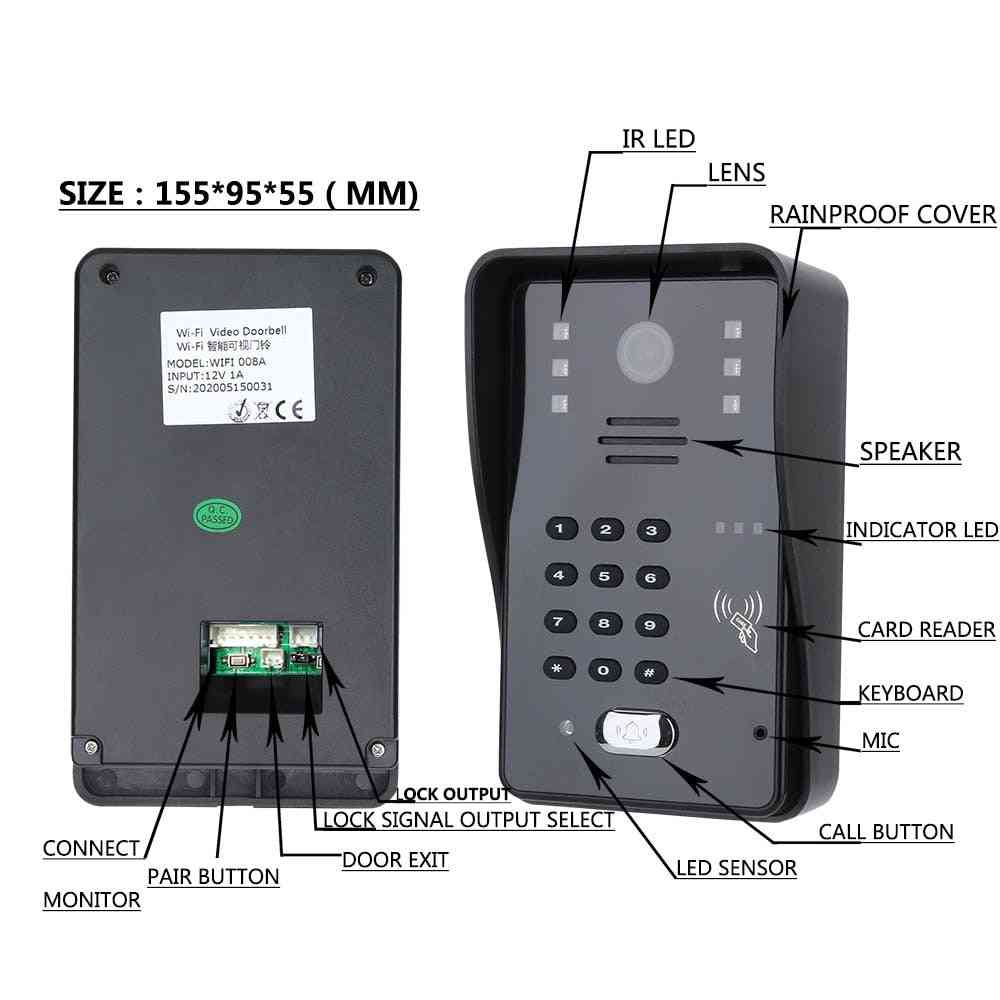 Touch-tangent lcd RFID-lösenord, dörr-intercom-system kit + elektrisk slusslås + trådlös fjärrkontroll