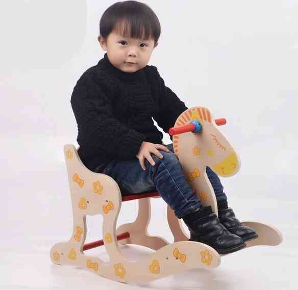 Wooden Rocking- Furniture Horse Stool, Chair Puzzle Toy For
