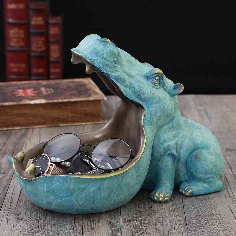 3d Hippo Statue For Home Decoration Accessories Desk Storage Box