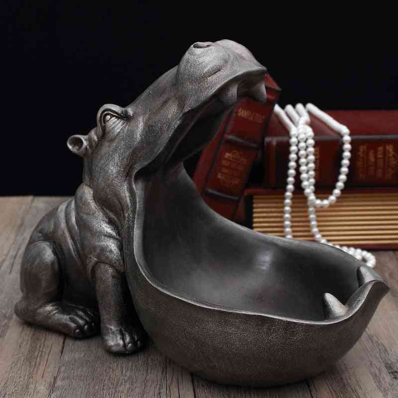 3d Hippo Statue For Home Decoration Accessories Desk Storage Box