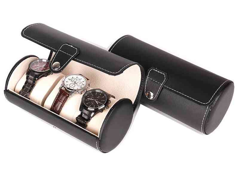 Watch Box Pu Leather Cylinder High-end Jewelry Storage Display