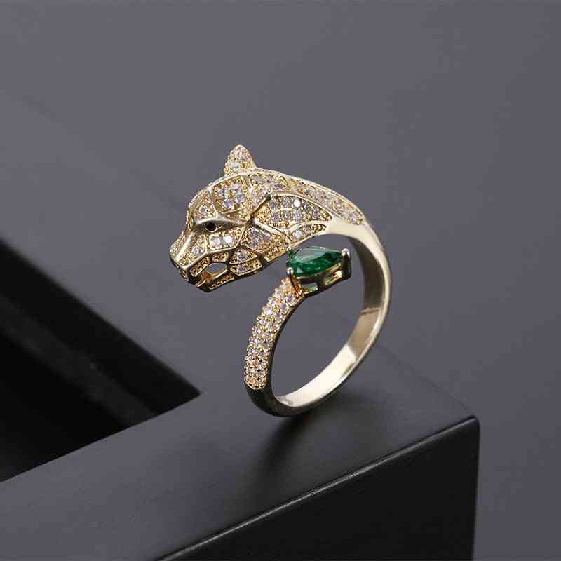 Leopard Head Design, Zircon Wedding Ring, Men