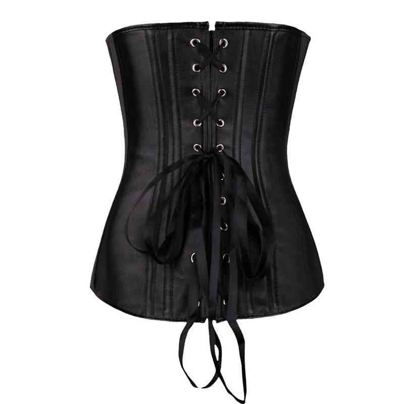 Punk Style Push Up Women's Slimming Body Shapewear Gothic Faux Leather Corset Bustier With Zip