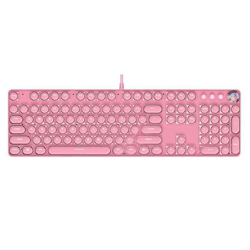 Pink Gaming Keyboard & Optical Mouse Headset With Earphone Sets