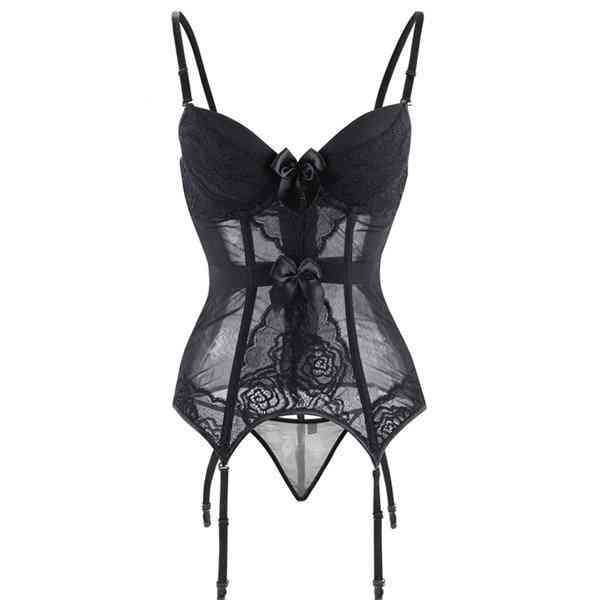 Women Strap & Backless, Bowknot Bustiers, Lace Up Corsets With Suspenders