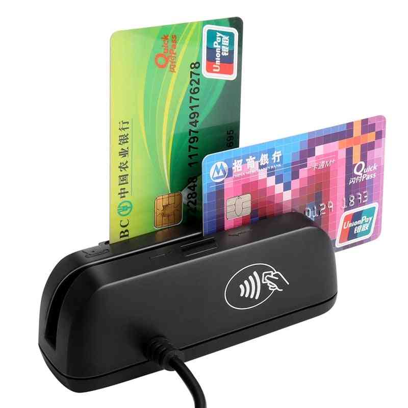 3-i-1 kombinert kredittkort, magnetisk emv-chip, rfid nfc, leserforfatter