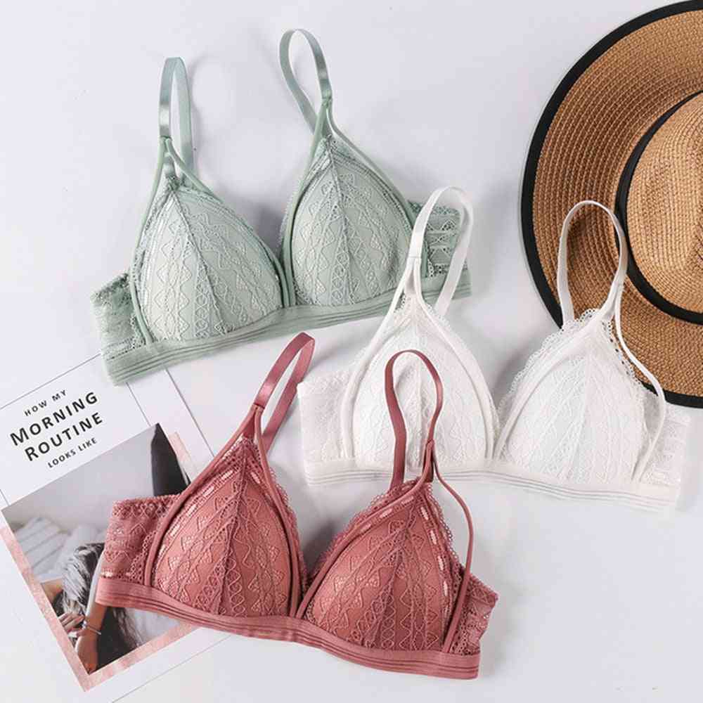 Wireless Transparent, Floral Lace Brassiere Push-up, Lingerie Backless Bra