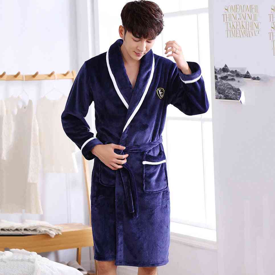 Winter Warm- Casual Kimono, Flannel Thick, Long Robe