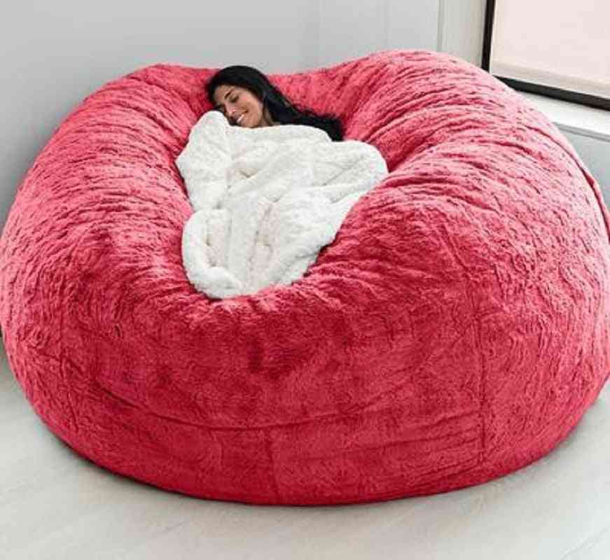Soft Bean Bag Sofa Cover, Living Room Furniture, Party Leisure Giant Big Round Fluffy Faux Cushion Bed
