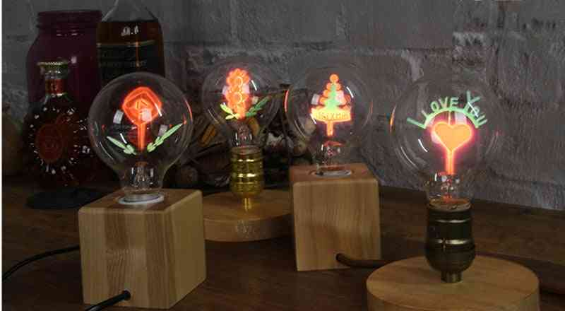 Vintage Indoor Retro Incandescent Lamp, 220v Flamingo Flowers, Love, Rose, I Love You, Lights