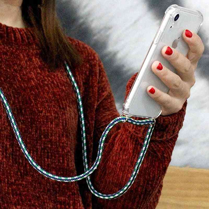 Luksus gjennomsiktig telefonveske, crossbody -snor til iPhone