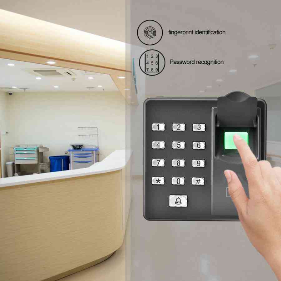Rfid -læser biometri, fingeraftryk -smartkort til adgangskontrol ved dør