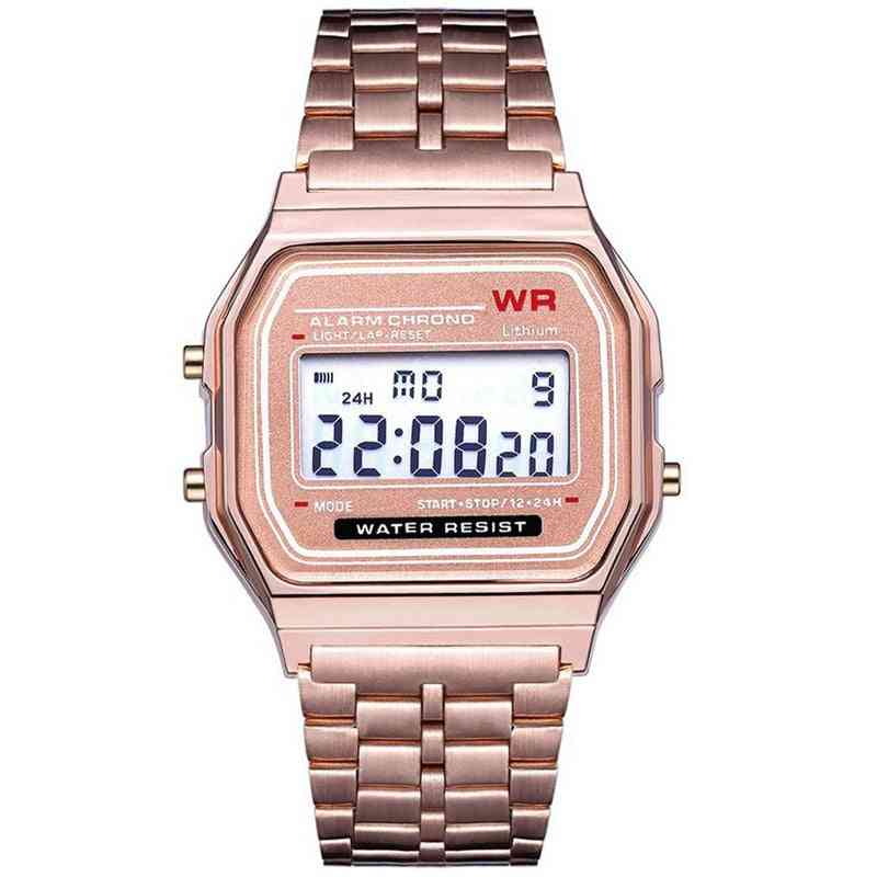 Men Watch, Led Digital Stainless Steel Quartz Sport Waterproof Wrist Watches