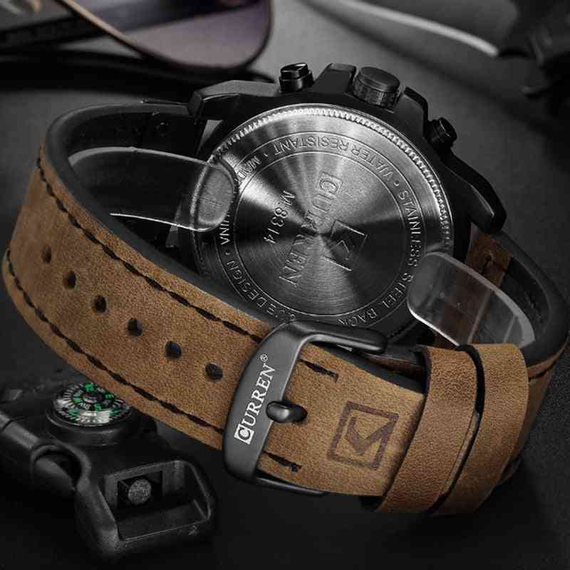 Fashion Leather Strap Quartz, Casual Wrist Watches