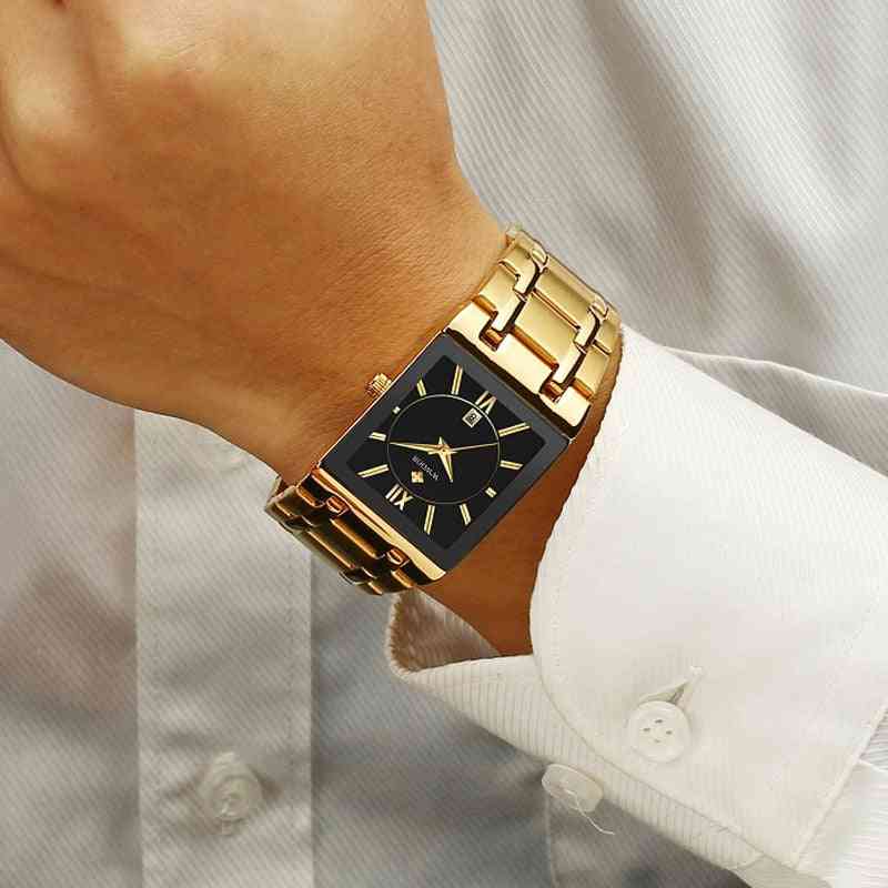 Pánské hodinky, hranaté křemenné vodotěsné náramkové hodinky