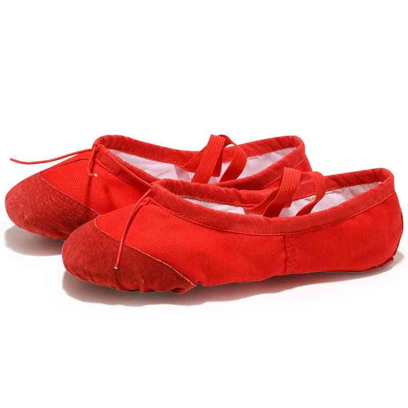 Cloth / Leather Head Yoga Slippers, Exercise Canvas Ballet Dance Shoes