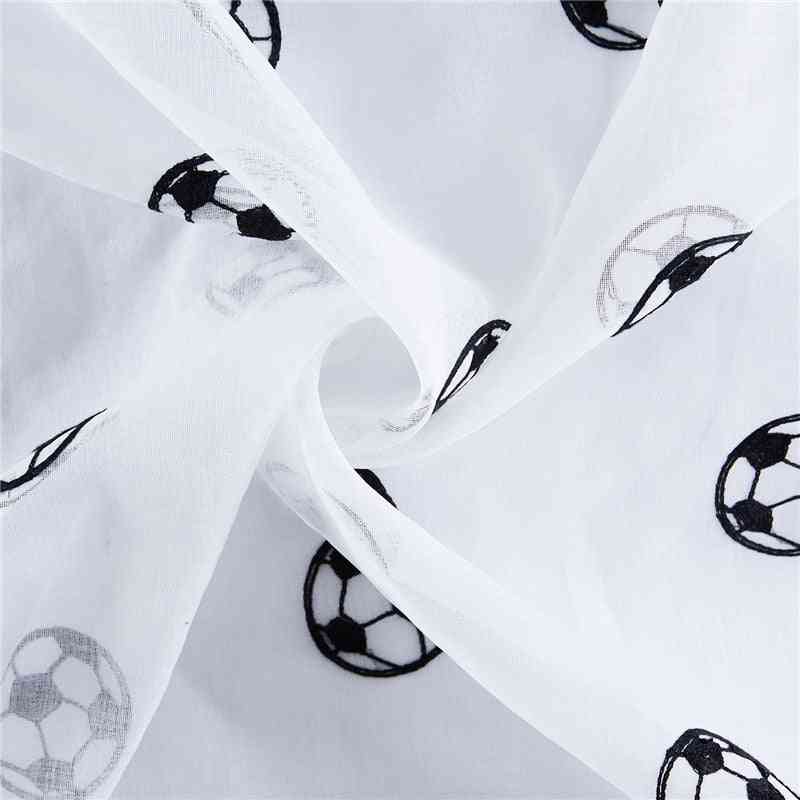 Football Pattern Window Tulle Embroidered Sheer Curtains