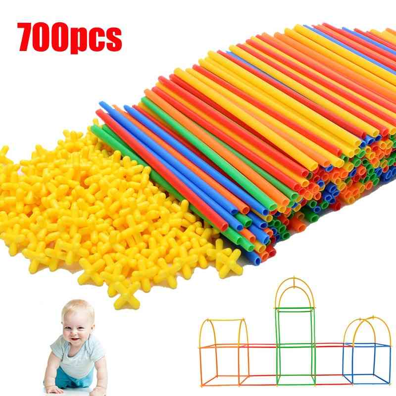 4d Straw Building Blocks Diy Plastic Assembled Block Straw Inserted Construction Toy
