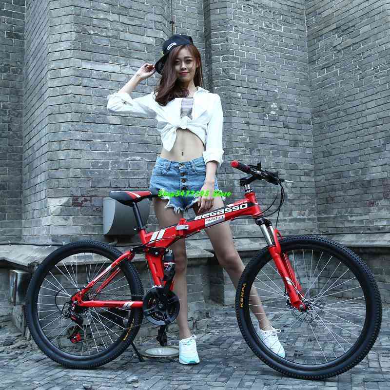 4-variable Speeds With Dual-brake Folding Bicycle And Women