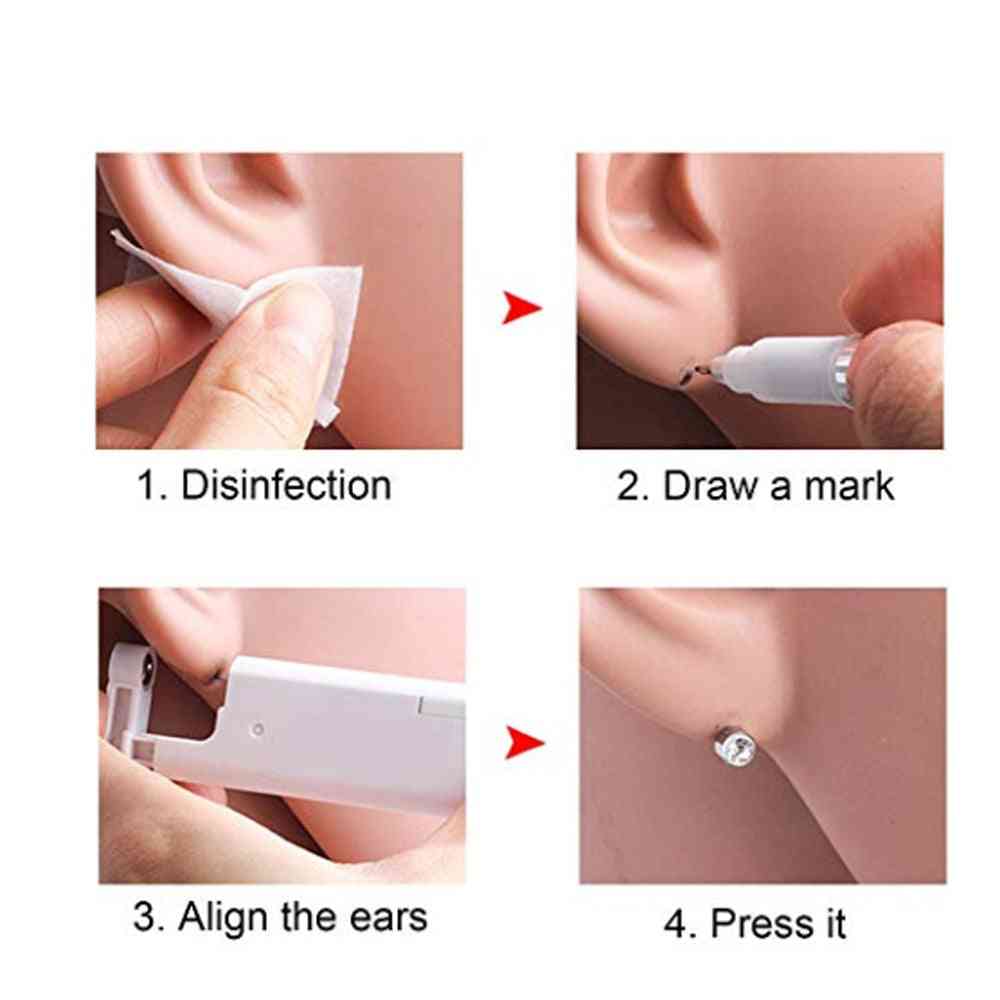 Self Ear Piercing Gun, Sterile Cartilage Tragus, Piercer Tool Machine Kit With Stud