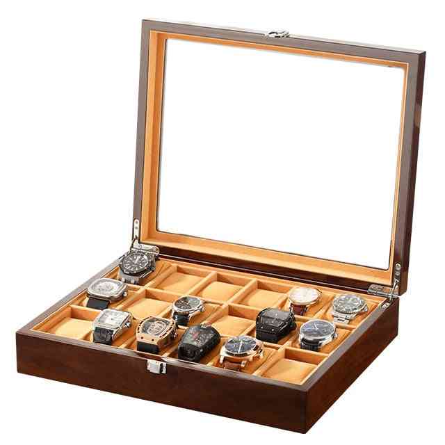 18-slots Wooden Wrist Watch, Display Case, Storage Box