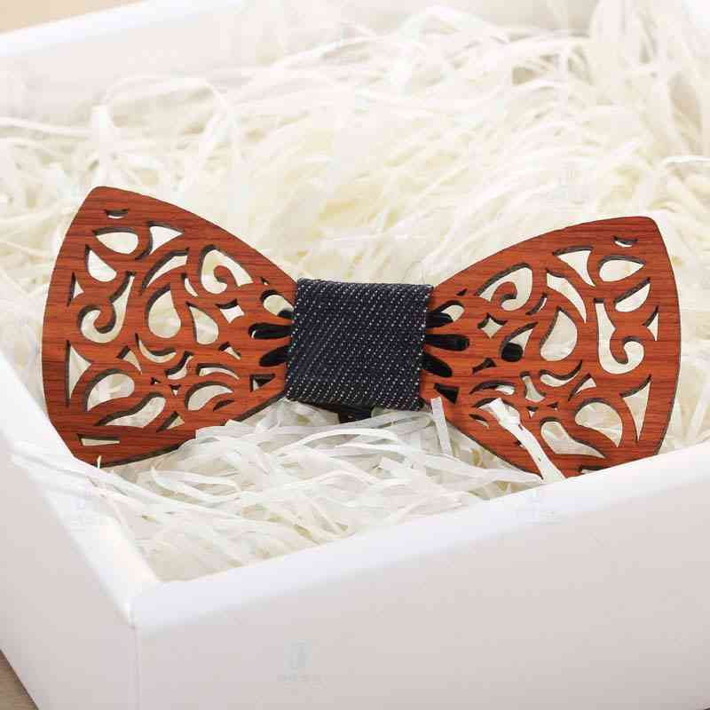 Wooden Bow Tie, Unisex Hollow Out Carved Retro Neckties