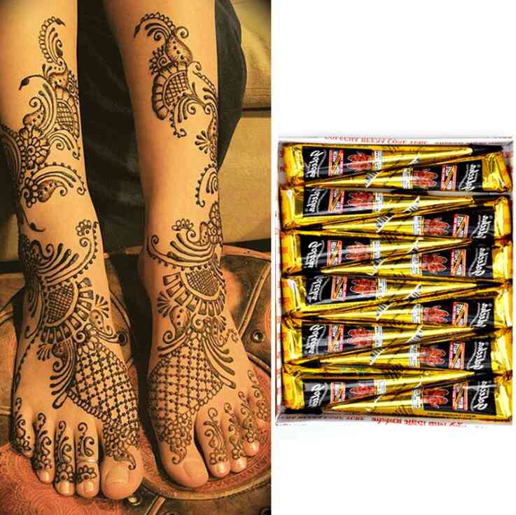 Indian Henna Temporary, Body Tattoo Paste Cones