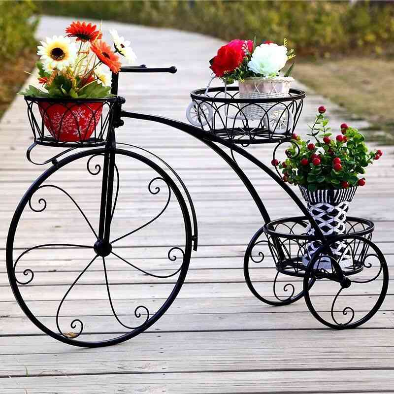 Floor Multi-layer Bicycle Metal Shelves Plants Stand
