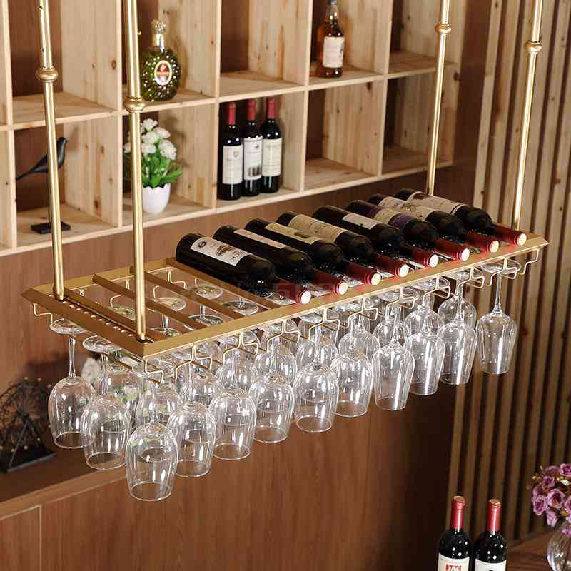 Hanging  Wine Glass Rack Coffee Bar Cabinet Loft Retro Industrial Styles Shelving Shelf Solid Wood Pipe