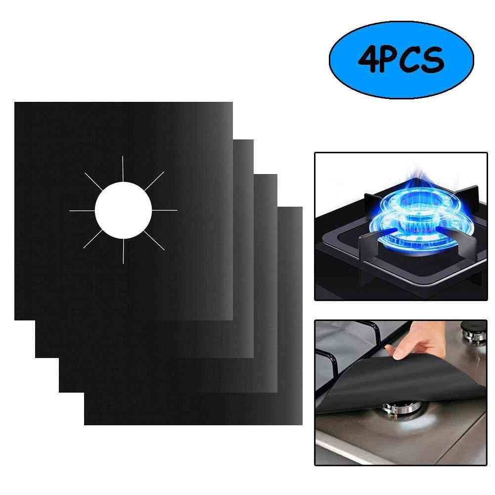 4pcs Reusable Foil Cover Gas Stove Protector Non-stick Sheeting Mat Pad