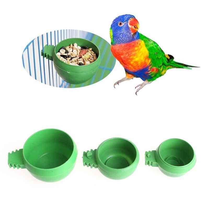 Mini Bird Parrot Food Water Bowl, Feeder, Plastic Pigeons, Sand Cup