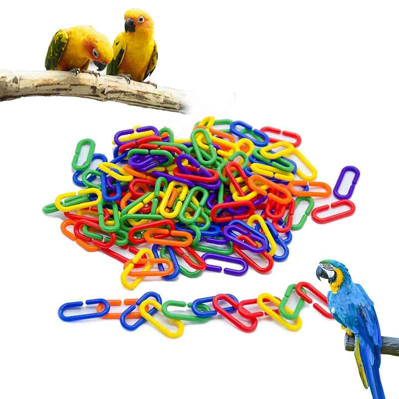 Papagáj c-clip játék, madár műanyag link, szürke színű kakas kakas