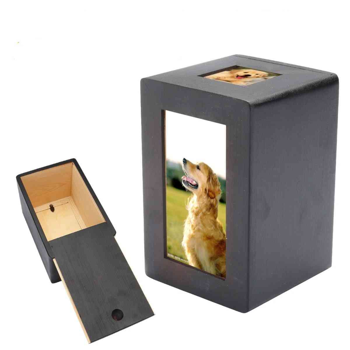 Memorial Photo Frame, Wooden Pet Urn Box - Dog Cat Cremation Peaceful