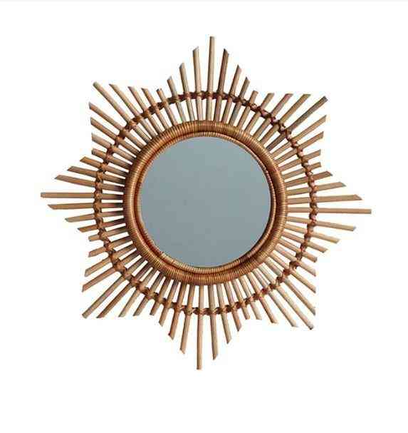 Rattan Innovative Art Decoration Round Makeup Mirror