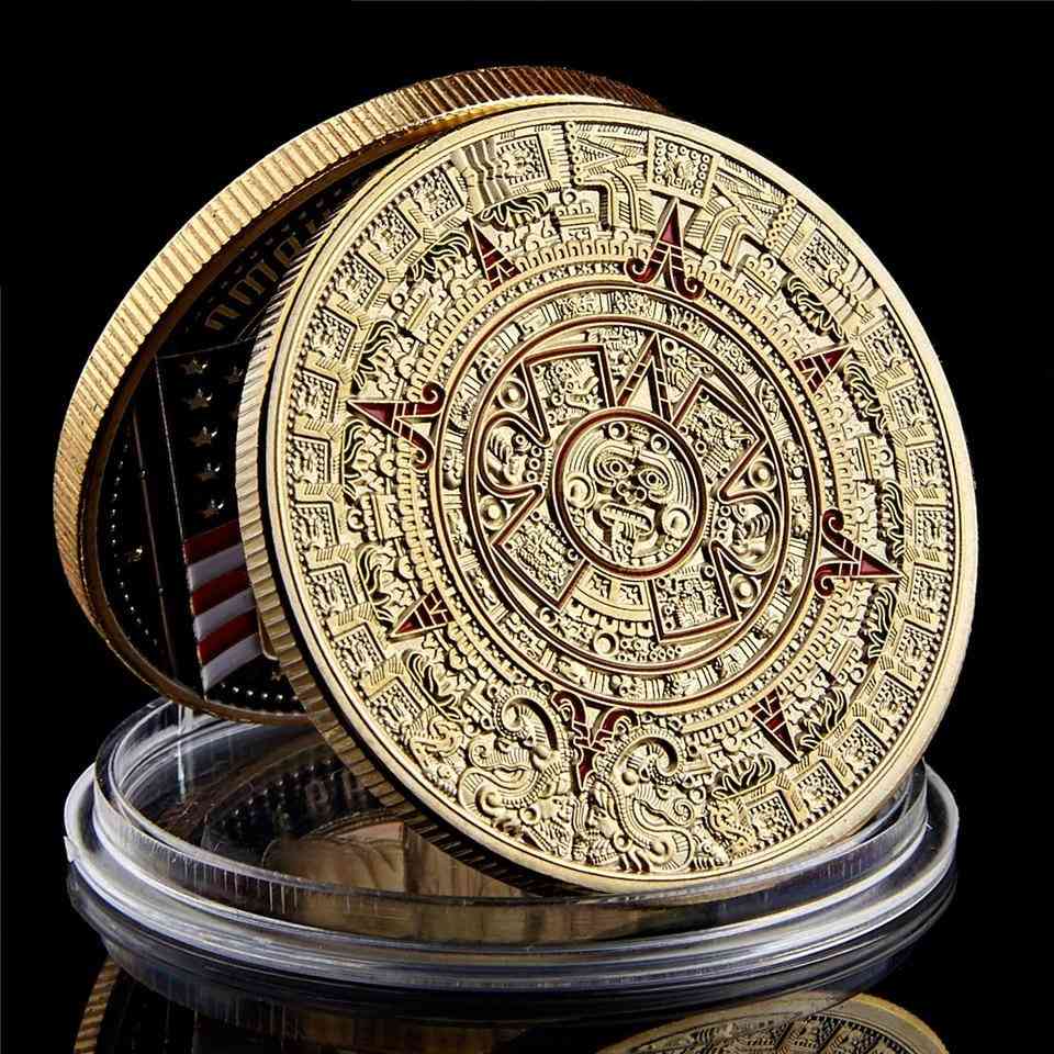 Mexico Mayan, Aztec Calendar, Art Prophecy Culture, Gold Coins Collectibles