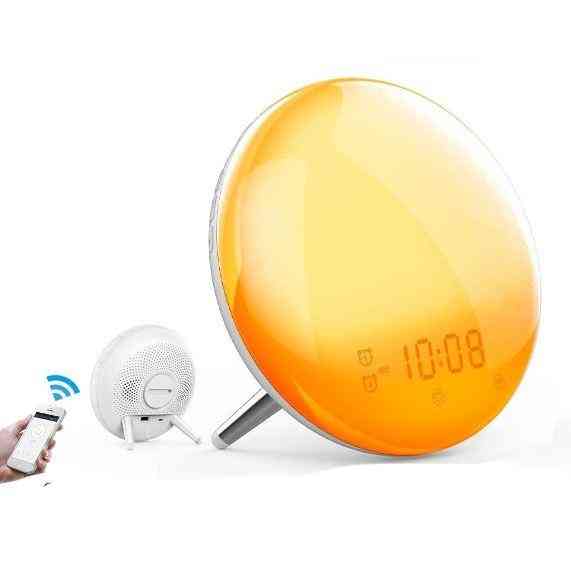 Wifi smart-budzik z 7-kolorowym wschodem i zachodem słońca z alexa google