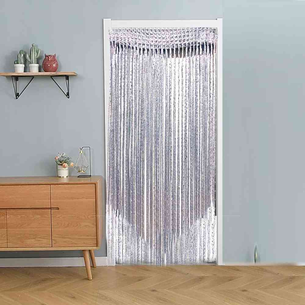 Decorative Silk Curtain, Shiny Tassel Window Glass Panel Room Partition Suspension